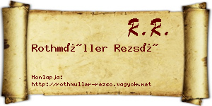 Rothmüller Rezső névjegykártya